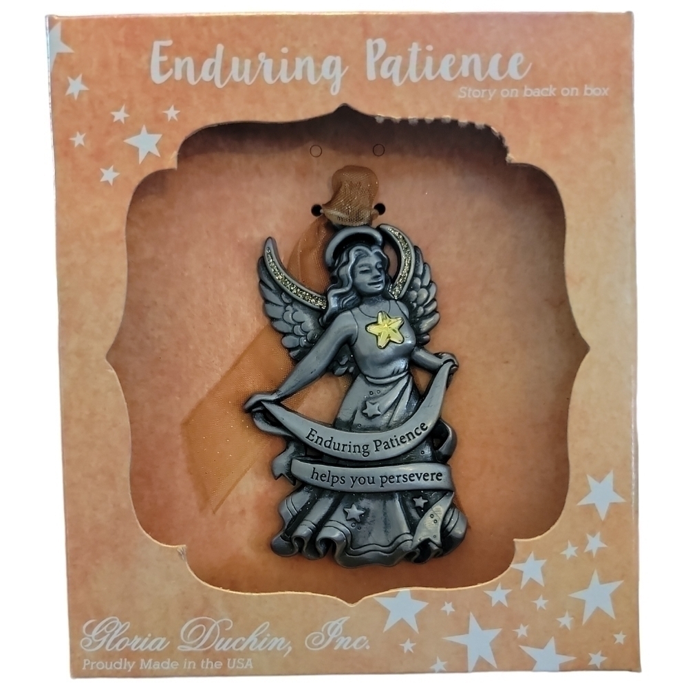 Gloria Duchin Pewter Ornaments Angels Of Gratitude. Enduring Patience. New!